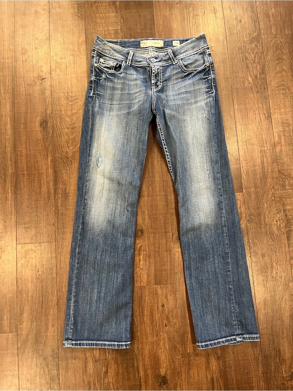 BKE Harper Bootcut Jeans Dark Wash Contrast Stitch Embroidered 29R (29x31.5)